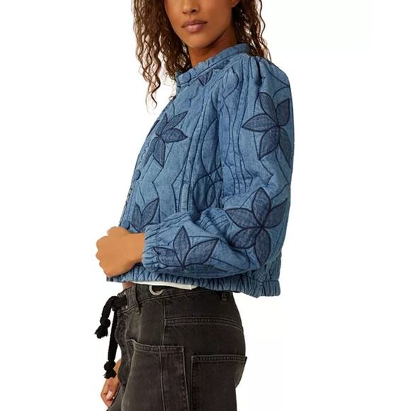 NEW Free People blue Quinn Quilted jacket size XL - Picture 3 of 9
